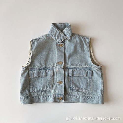 China Sleeveless Children's Washed Denim Vest Factory